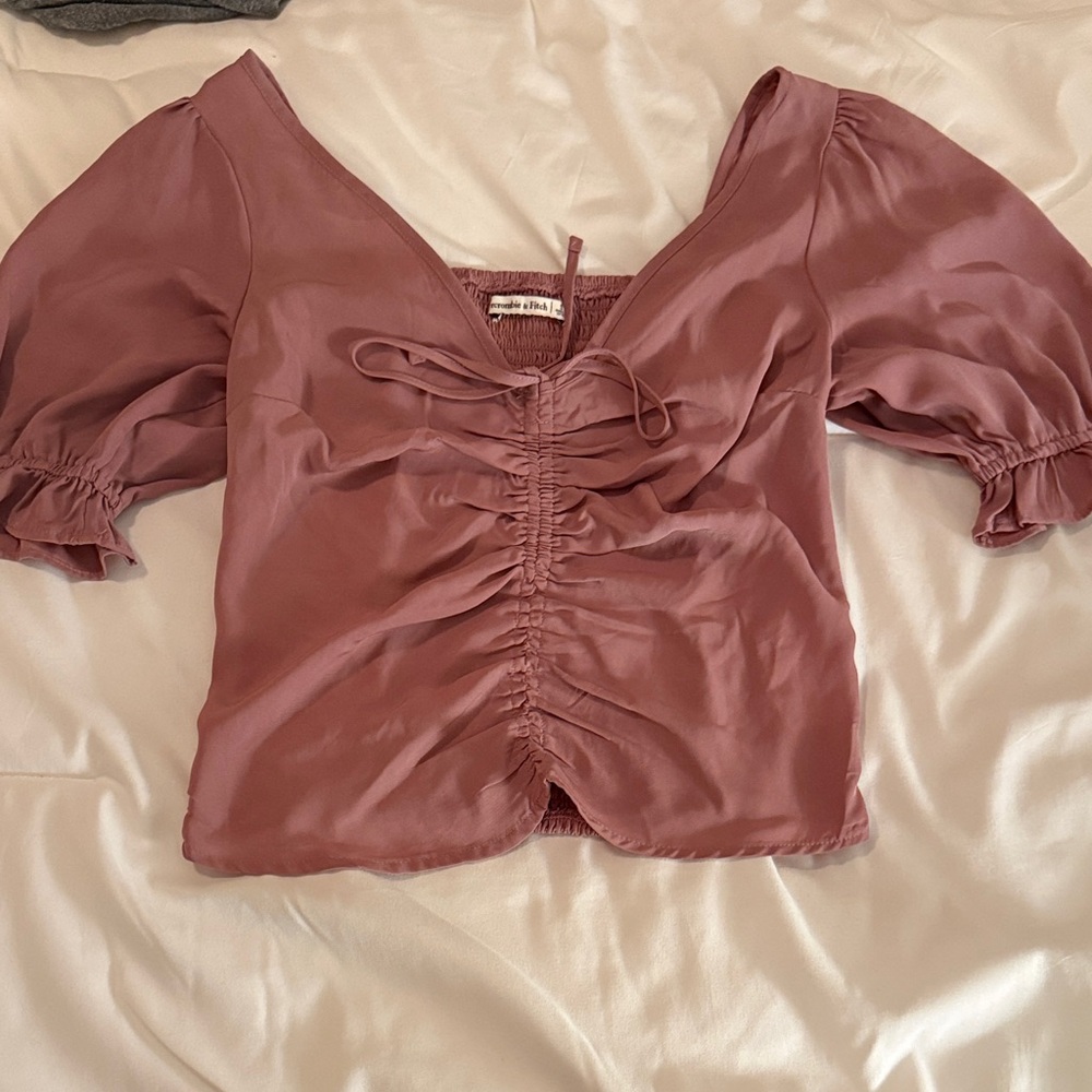 Abercrombie & Fitch Mauve Ruched Blouse